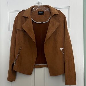 Tahari Tan Suede Leather Jacket